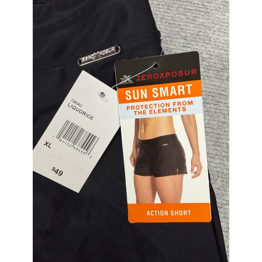 ZeroXposur Womens XL Sun Smart Action Shorts Black Swim Bottoms UPF 30+ MSRP $49